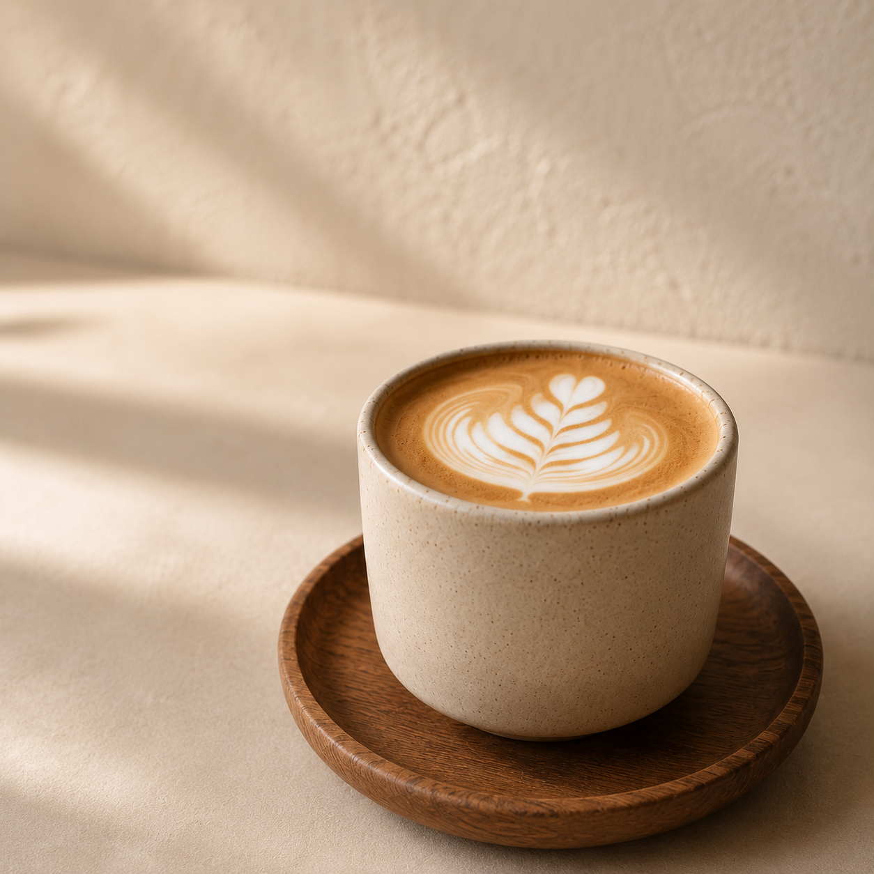 ラテアートが施された自家焙煎コーヒー