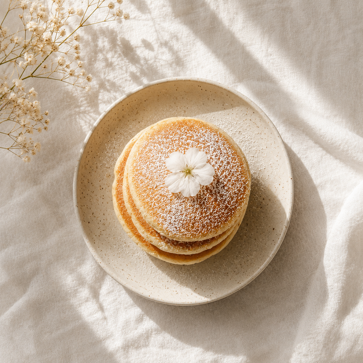 粉糖のかかったパンケーキ